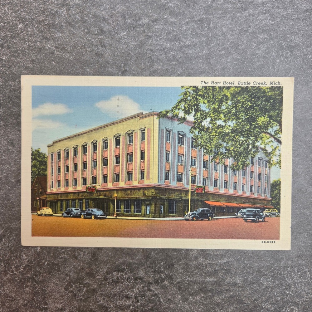 Vintage Postcard The Hart Hotel Battle Creek Michigan 1947 Linen Colortone